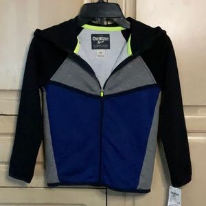 OshKosh B’gosh hooded jacket boys size 4/5 Black/multi colored. Long sleeve